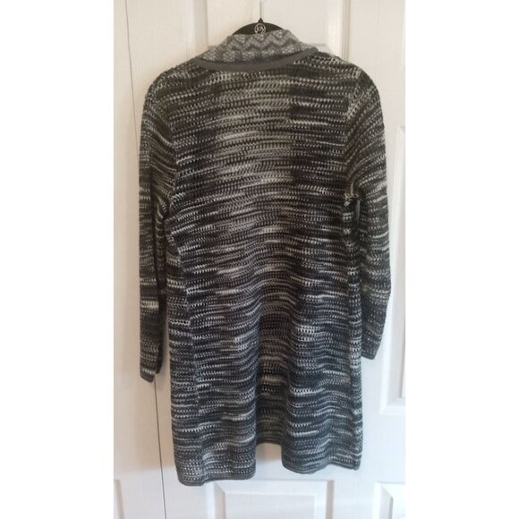 Chico's Wool Blend grey and black heavy knit open front cardigan - Picture 2 of 7